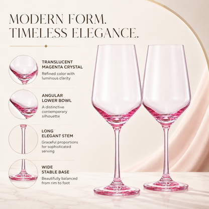 Monet Magenta Stemmed Wine Glasses Set Of Two