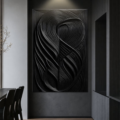 Modern Black Waves Wall Art canvas by Tailored Canvases; swirling black lines on Tampa Home & Garden Store