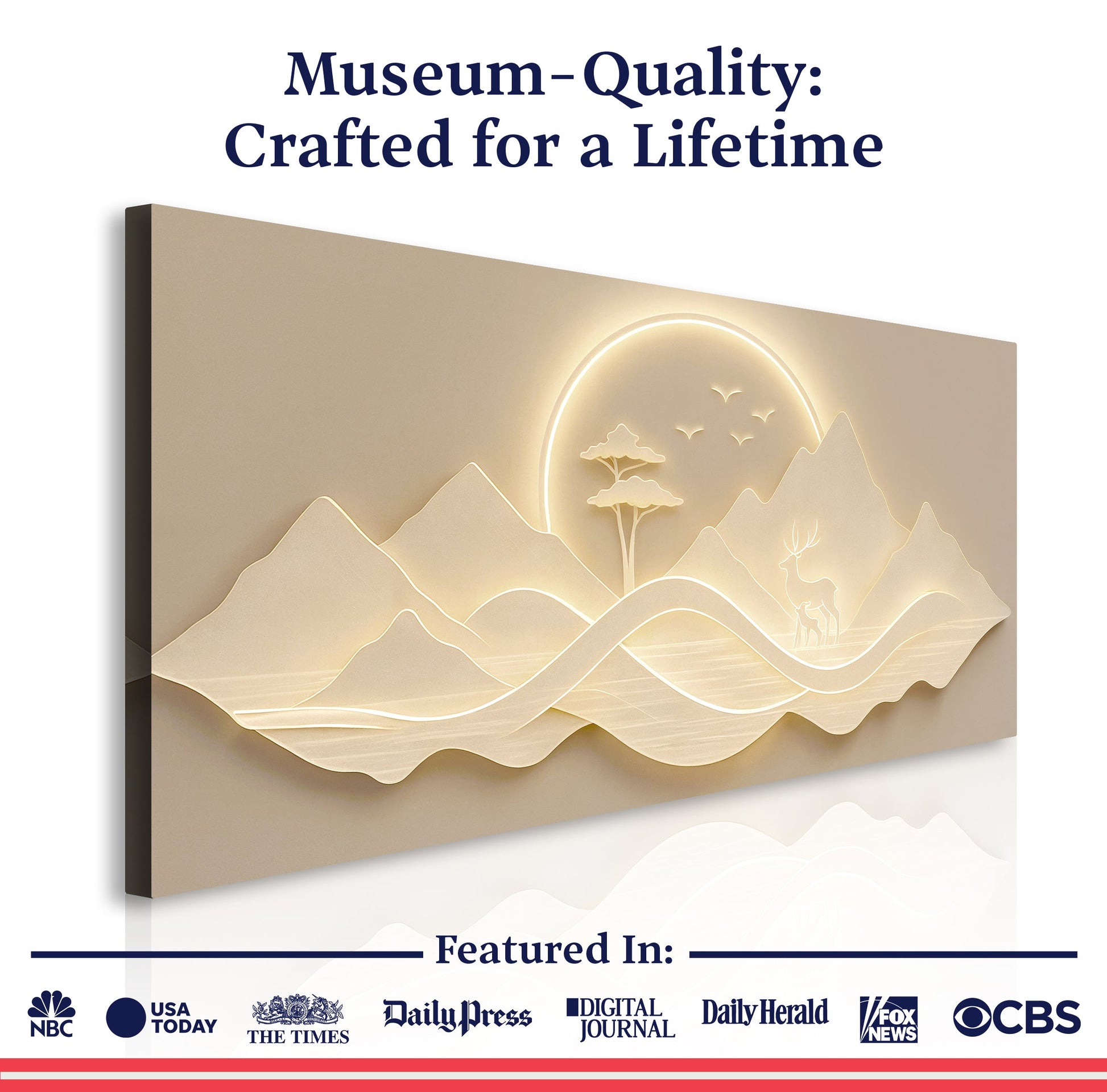 Modern Mountain Landscape Wall Art canvas by Tailored Canvases in beige tones on Tampa Home & Garden Store