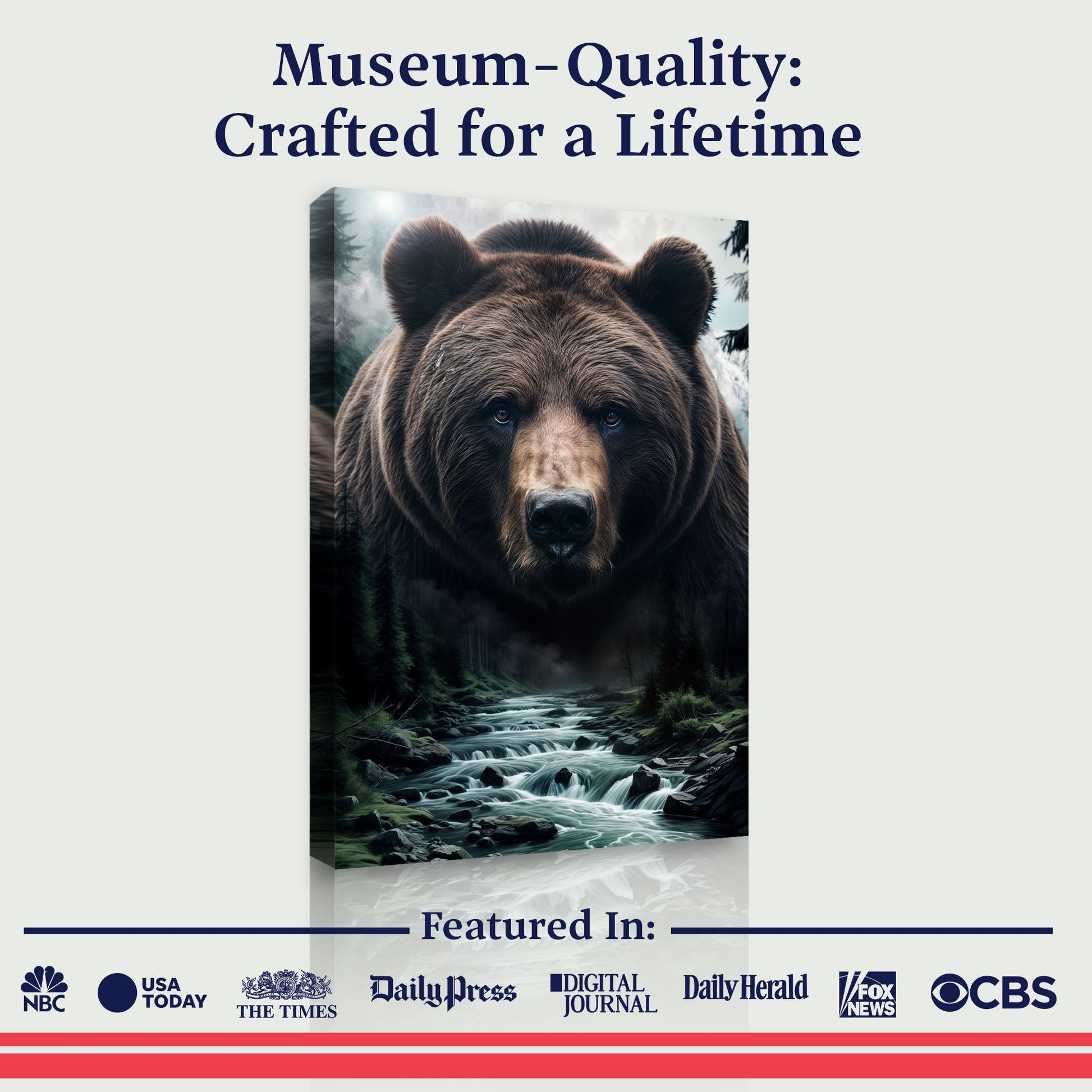 Grizzly Bear Double Exposure Canvas Wall Art by Tailored Canvases, crafting canvas with forest backdrop on Tampa Home & Garden Store
