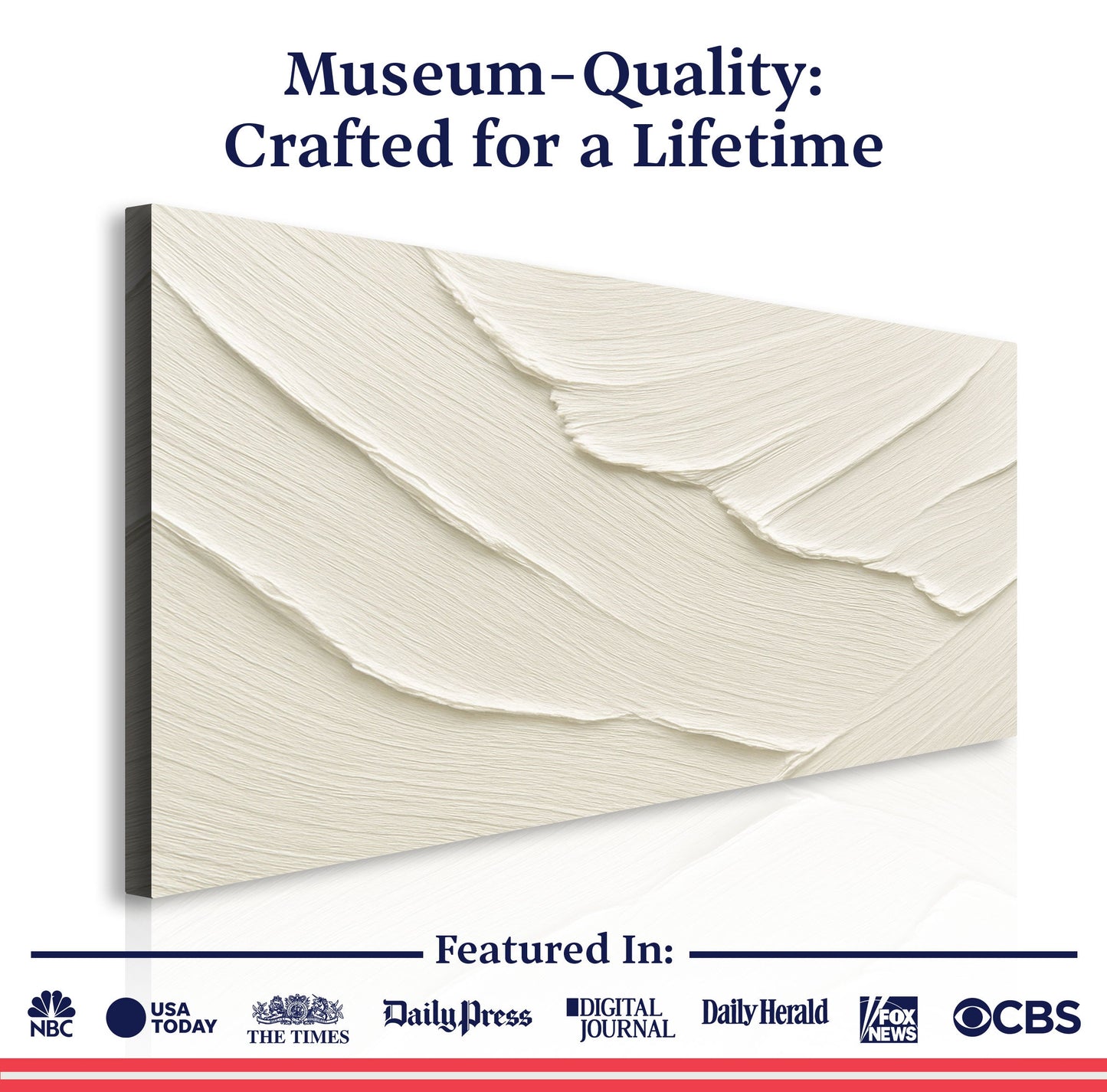 Abstract Minimalist Wave Wall Art II canvas Crafting Canvas by Tailored Canvases with cream textured waves on canvas on Tampa Home & Garden Store