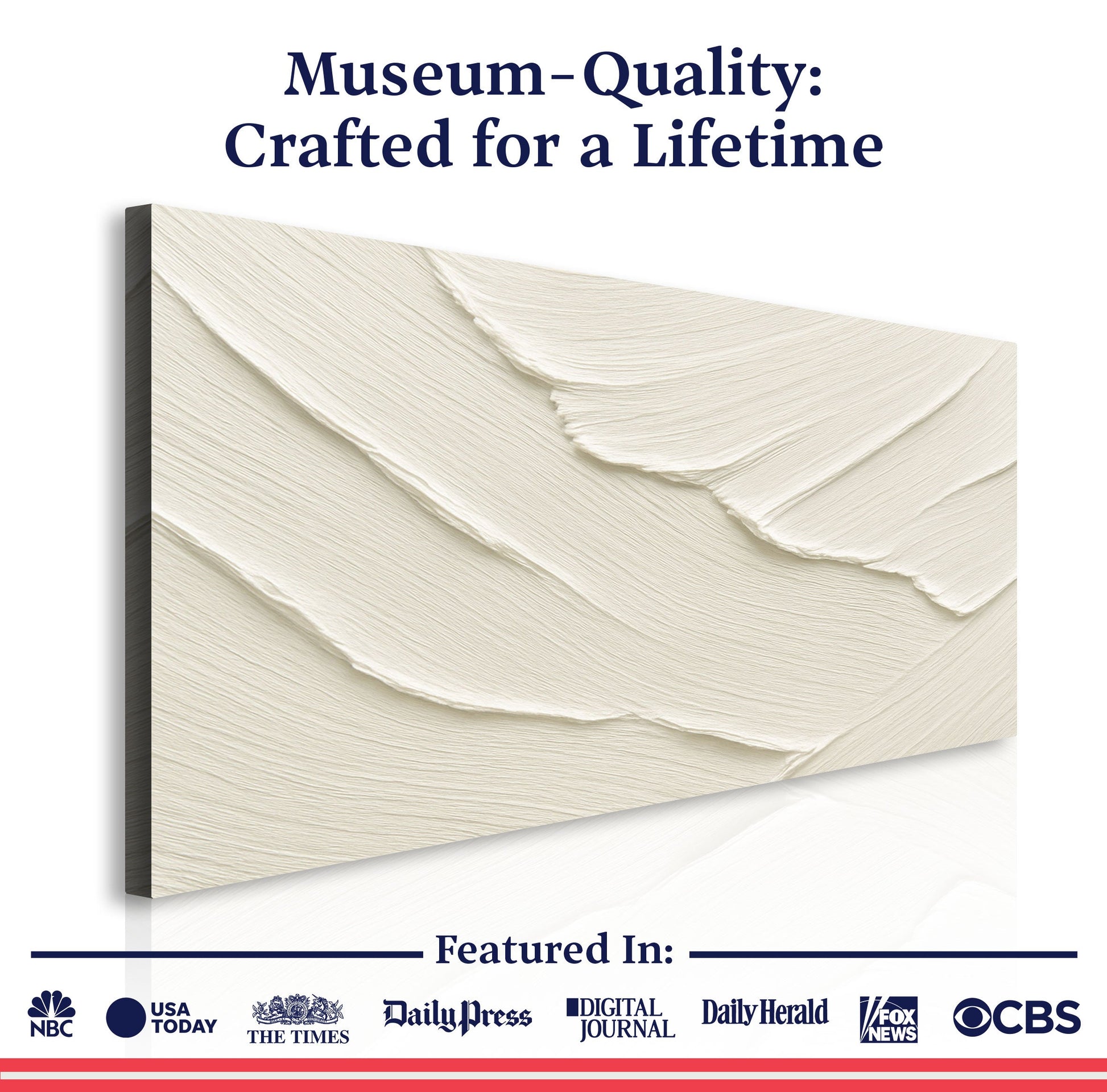 Abstract Minimalist Wave Wall Art II canvas Crafting Canvas by Tailored Canvases with cream textured waves on canvas on Tampa Home & Garden Store