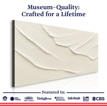 Abstract Minimalist Wave Wall Art II canvas Crafting Canvas by Tailored Canvases with cream textured waves on canvas on Tampa Home & Garden Store
