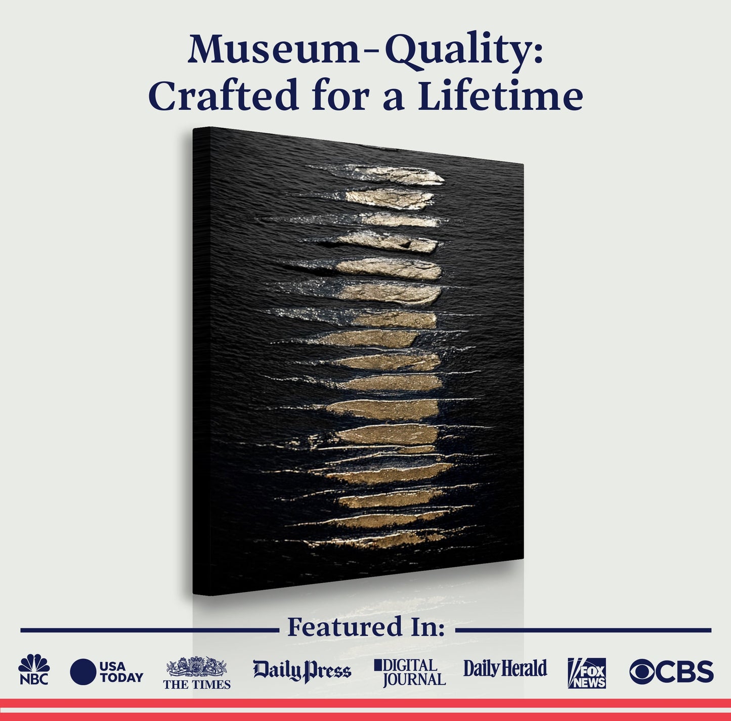 Black and Gold Abstract Minimalist Canvas by Tailored Canvases with dark and gold accents on Tampa Home & Garden Store