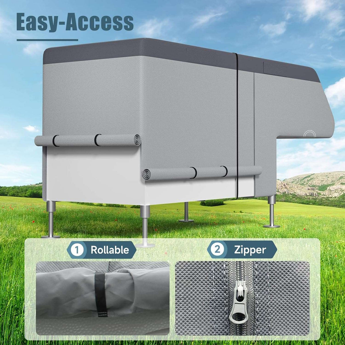 Umbrauto Truck Camper Cover gray 7-layer anti-tear top, all-season RV storage with gutter cover on Tampa Home & Garden Store