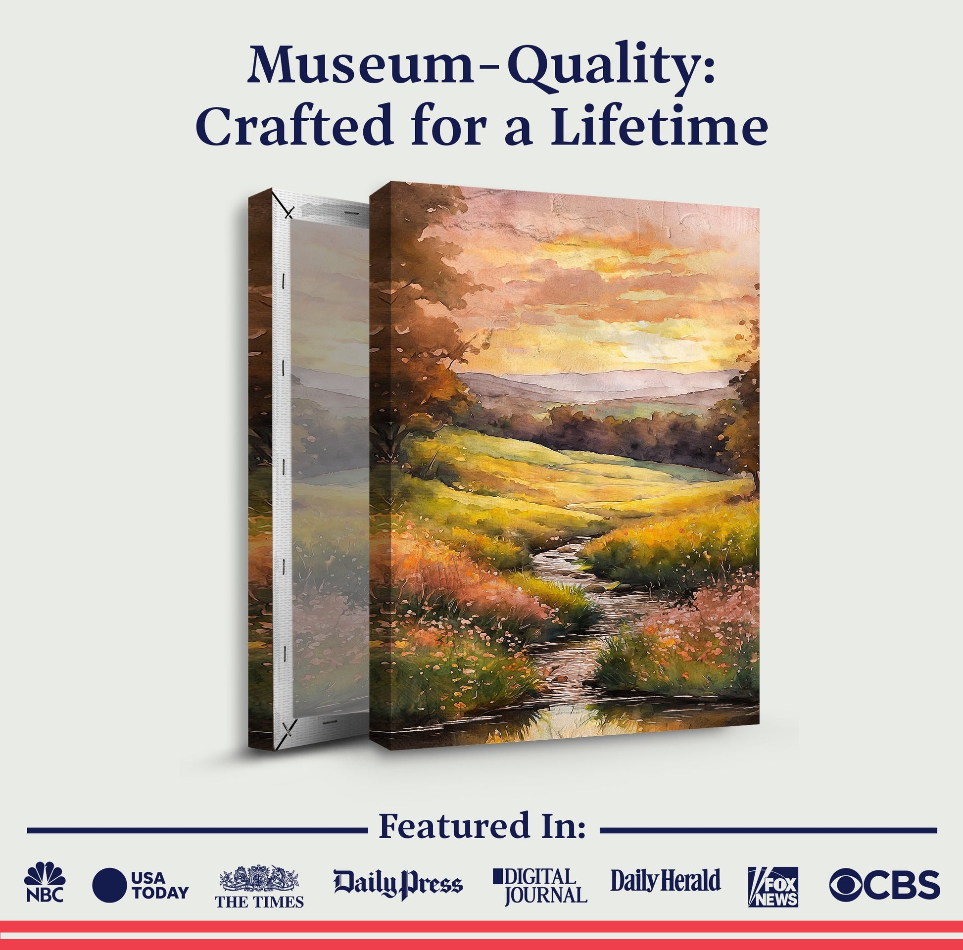 Misty River Wall Art canvas by Tailored Canvases, warm autumn landscape, crafting canvas on Tampa Home & Garden Store
