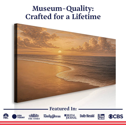 Beach Shoreline Coastal Wall Art VIII canvas by Tailored Canvases, warm sunset beach scene on Tampa Home & Garden Store