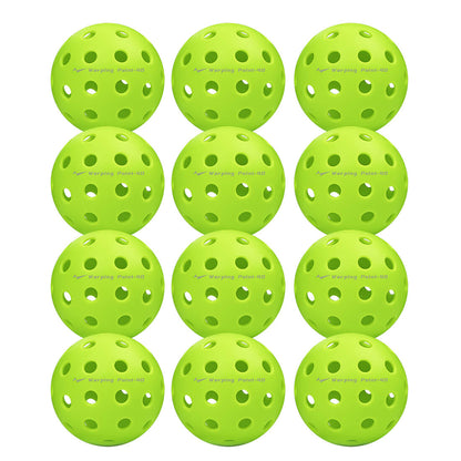 Outdoor practice pickleballs neon green, Warping Point brand, 12-pack with perforated holes on Tampa Home & Garden Store