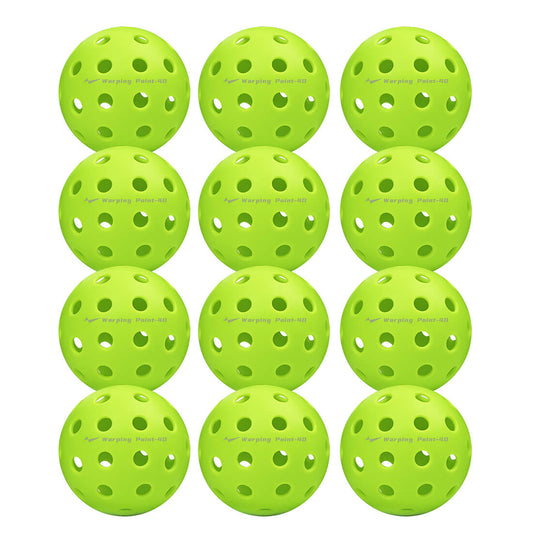 Outdoor practice pickleballs neon green, Warping Point brand, 12-pack with perforated holes on Tampa Home & Garden Store