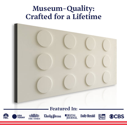 Modern Abstract Minimalist Wall Art II canvas with beige surface and circular discs on Tampa Home & Garden Store