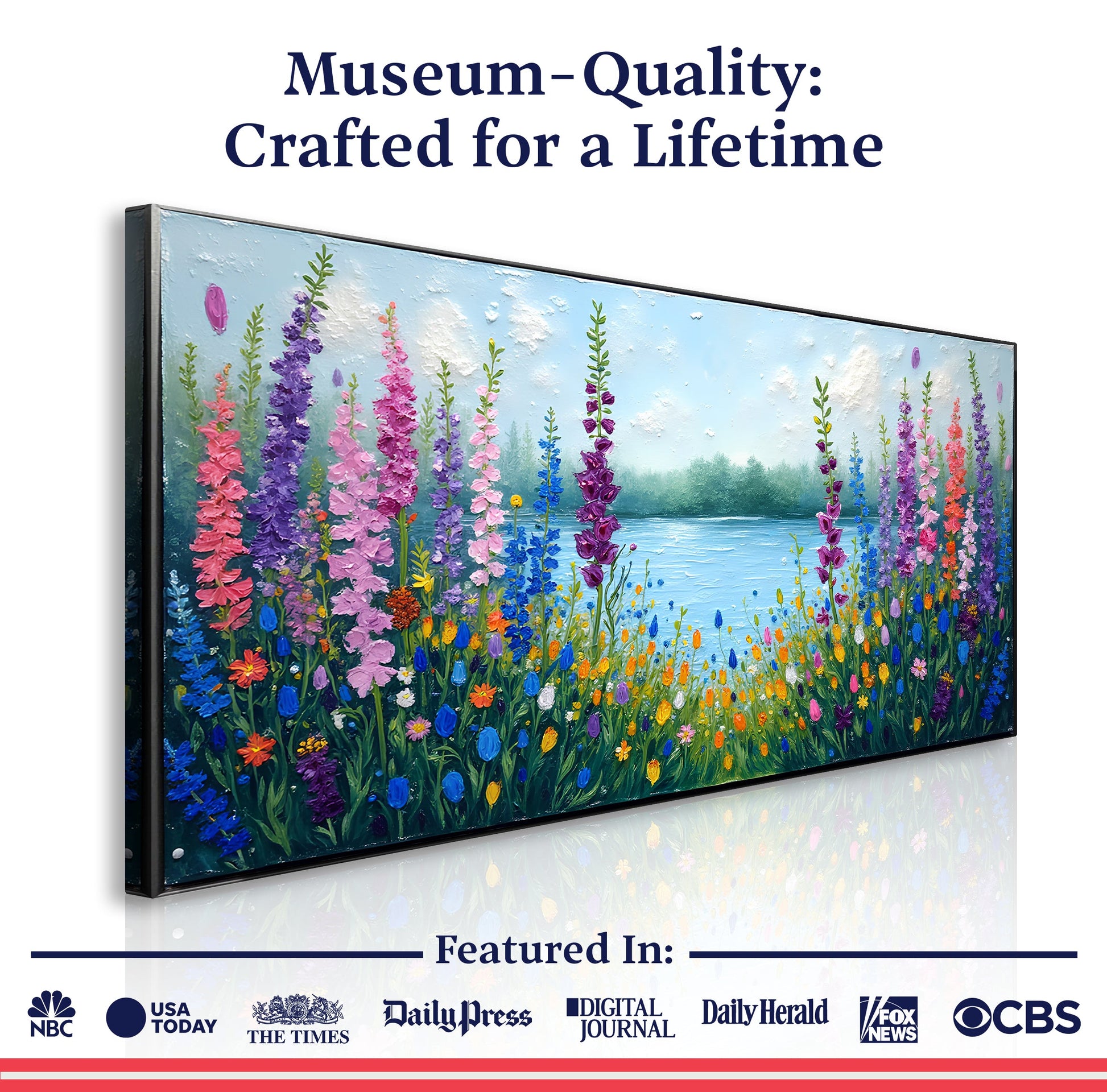 Alphine Meadow Wall Art canvas by Tailored Canvases, vibrant wildflower meadow scene on Tampa Home & Garden Store