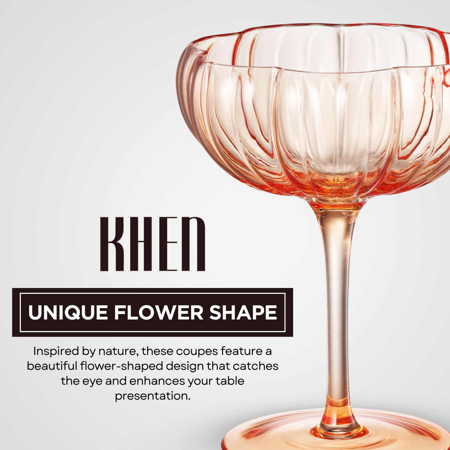 Colorful Flower Coupe Cocktail Glass Set of Five