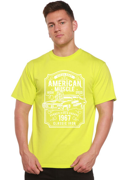 American Muscle men's graphic tee neon yellow bamboo viscose/organic cotton by Spun Bamboo on Tampa Home & Garden Store