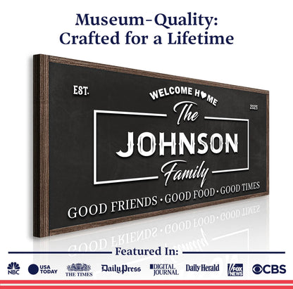 Welcome Home Wall Sign Crafting Canvas by Tailored Canvases; chalkboard surface with wood frame on Tampa Home & Garden Store