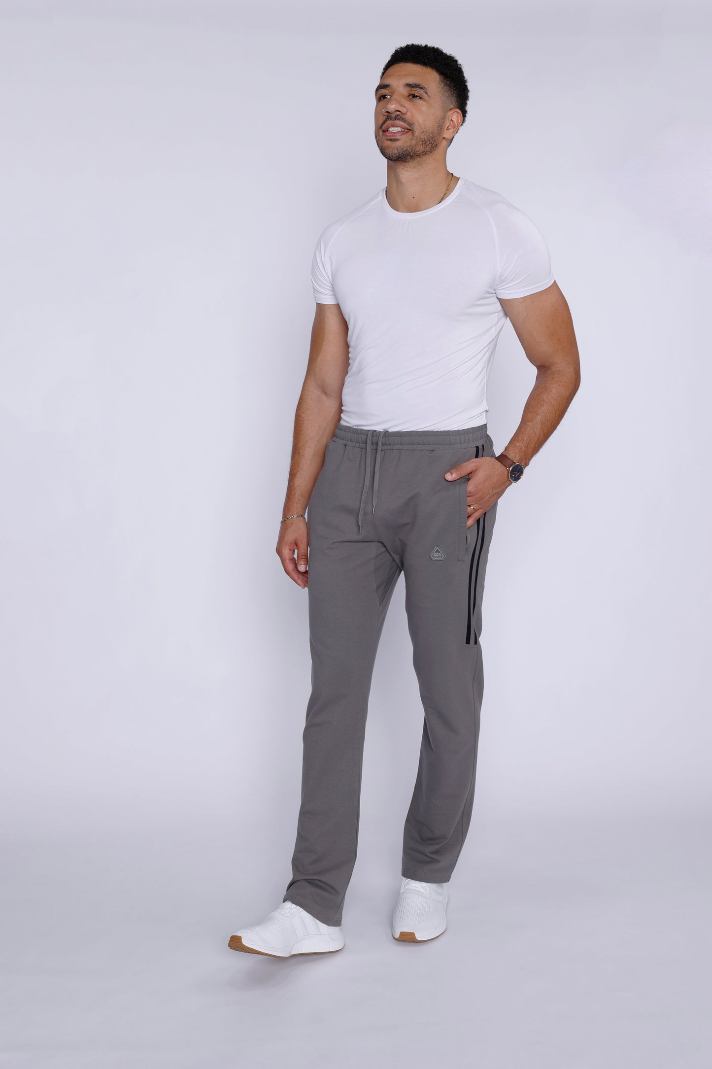 Ultimate Flex Athletic Sweatpants - Straight, SCR Sportswear training pants with black side stripes on Tampa Home & Garden Store