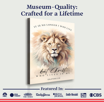 Canvas by Tailored Canvases: Galatians 2:20 faith sign with majestic lion artwork and script on Tampa Home & Garden Store