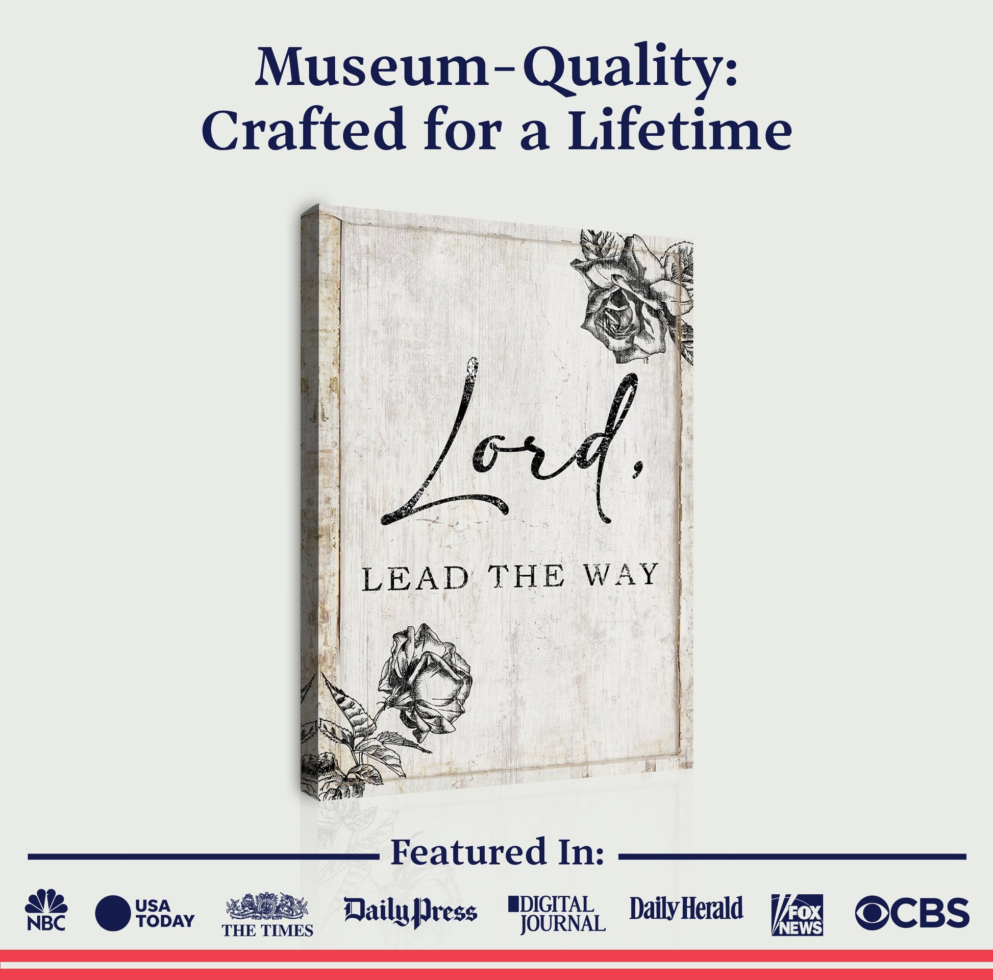 Lord Lead The Way Faith Sign canvas with vintage floral accents by Tailored Canvases on Tampa Home & Garden Store