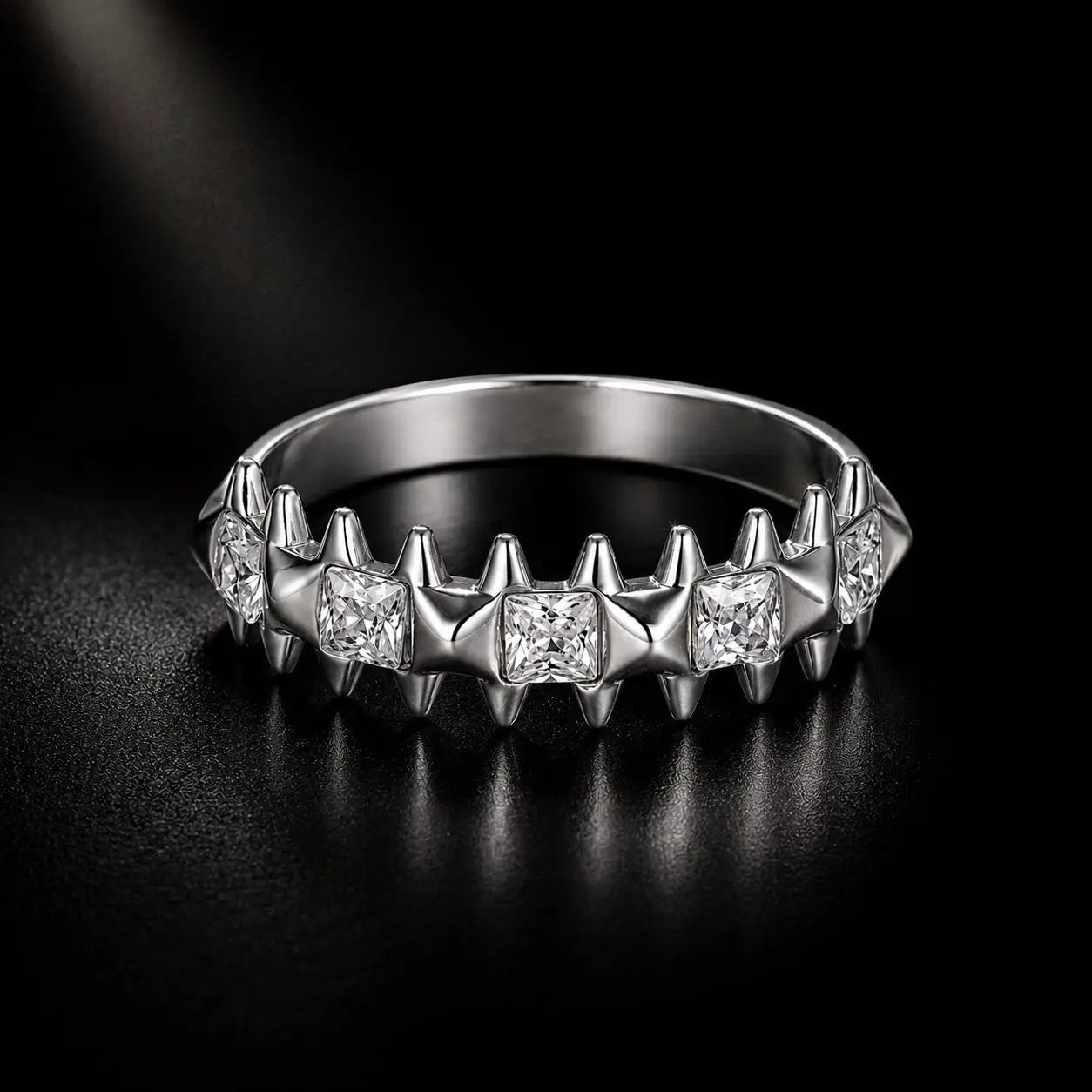 Ring 925 Sterling Silver white gold plated CZ stones band size 6 for women on Tampa Home & Garden Store