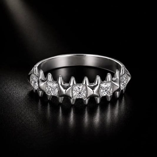 Ring 925 Sterling Silver white gold plated CZ stones band size 6 for women on Tampa Home & Garden Store