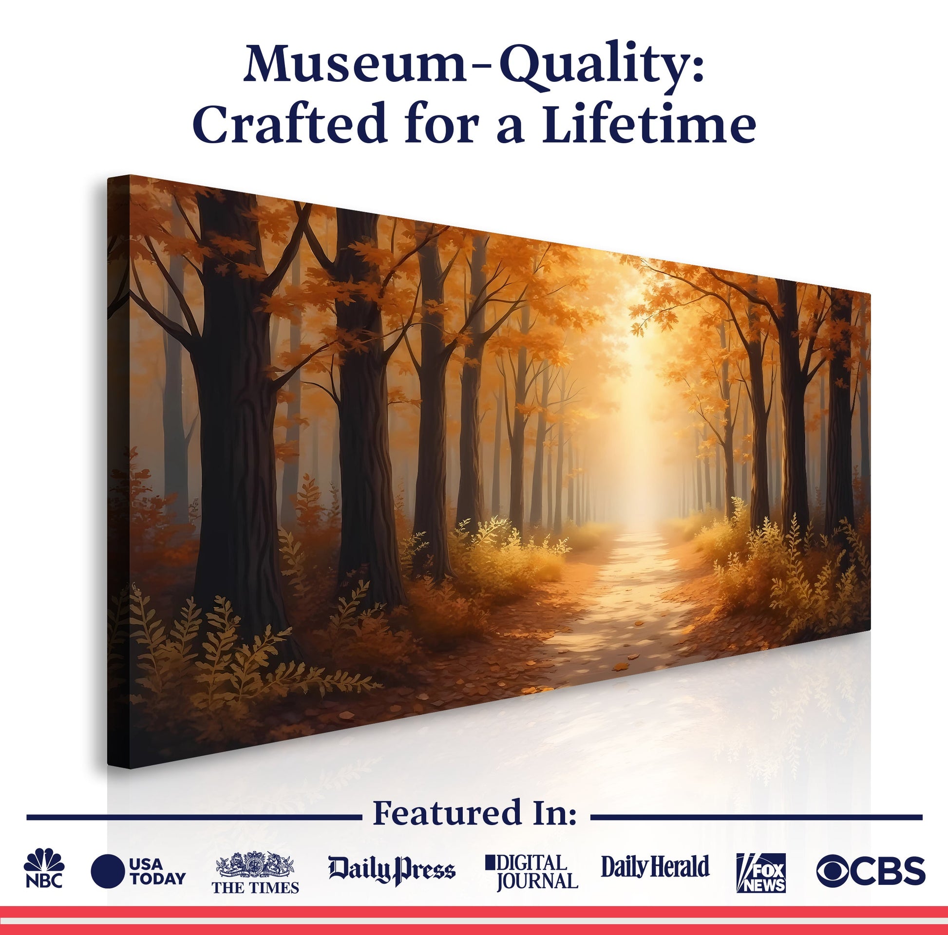 Abstract Forest Landscape Canvas by Tailored Canvases features a warm autumn forest scene on Tampa Home & Garden Store