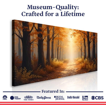 Abstract Forest Landscape Canvas by Tailored Canvases features a warm autumn forest scene on Tampa Home & Garden Store
