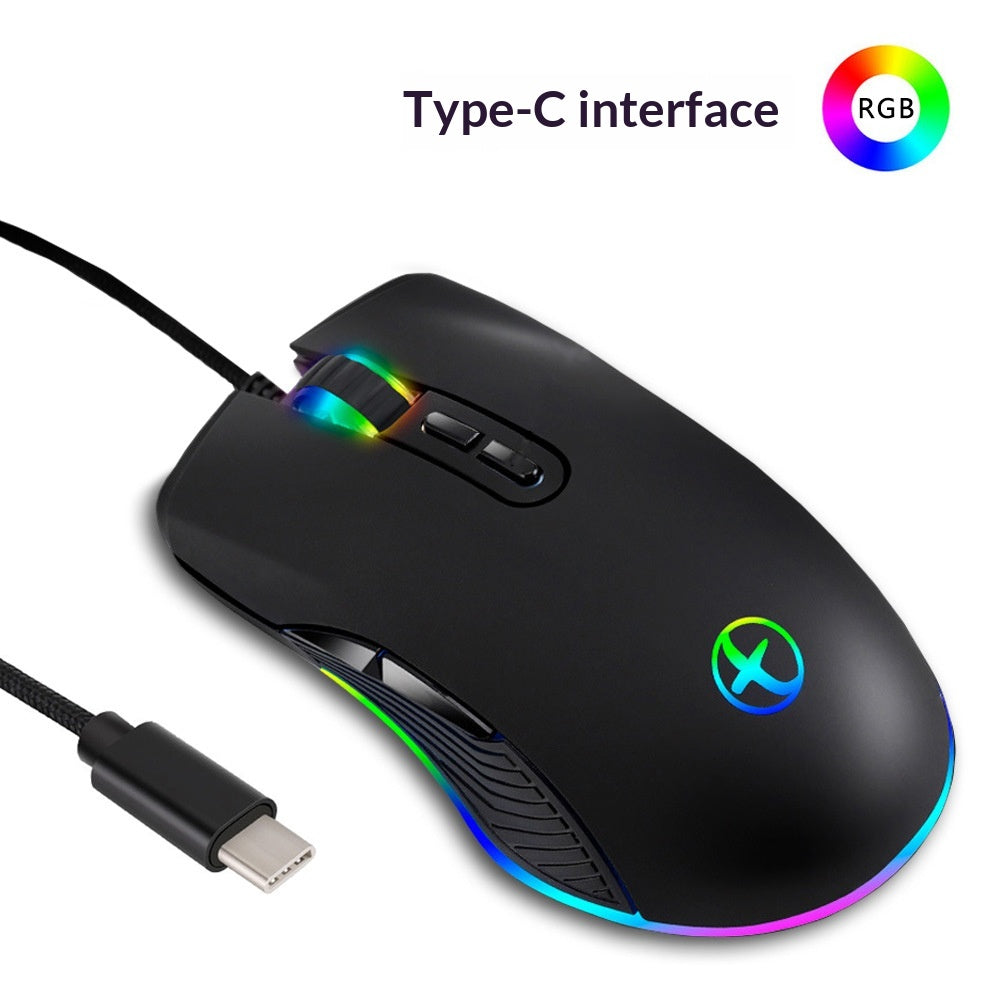 Stevvex wired RGB gaming mouse ergonomic design, Type-C interface, adjustable DPI, backlit RGB on Tampa Home & Garden Store