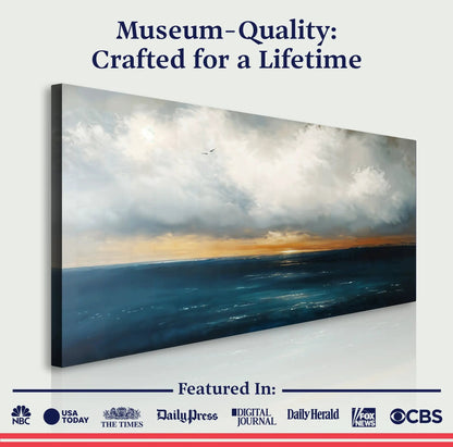 Waterscape Abstract Wall Art III canvas by Tailored Canvases, seascape with clouds and sunset on Tampa Home & Garden Store
