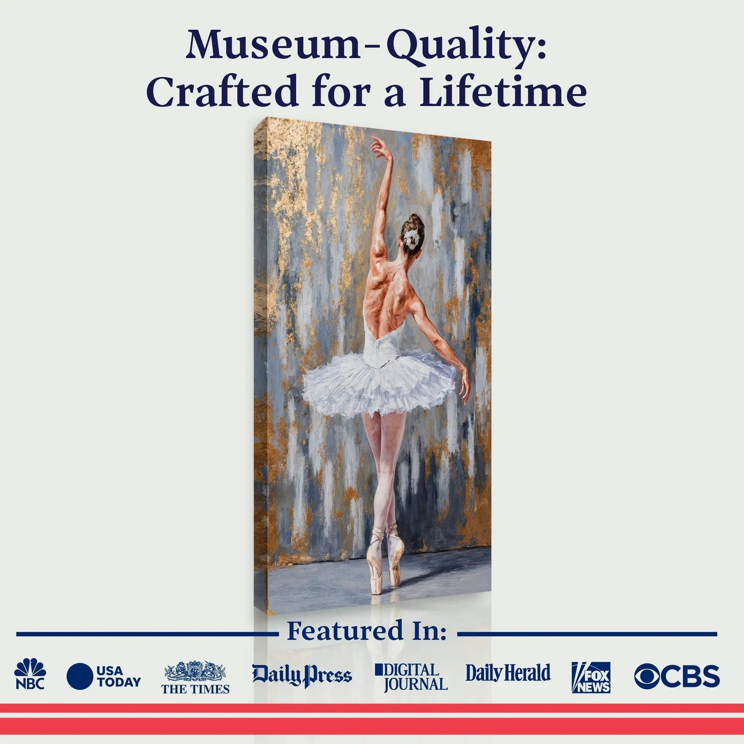 Modern Ballet Elegance Wall Art Canvas by Tailored Canvases, ballerina in white tutu on Tampa Home & Garden Store