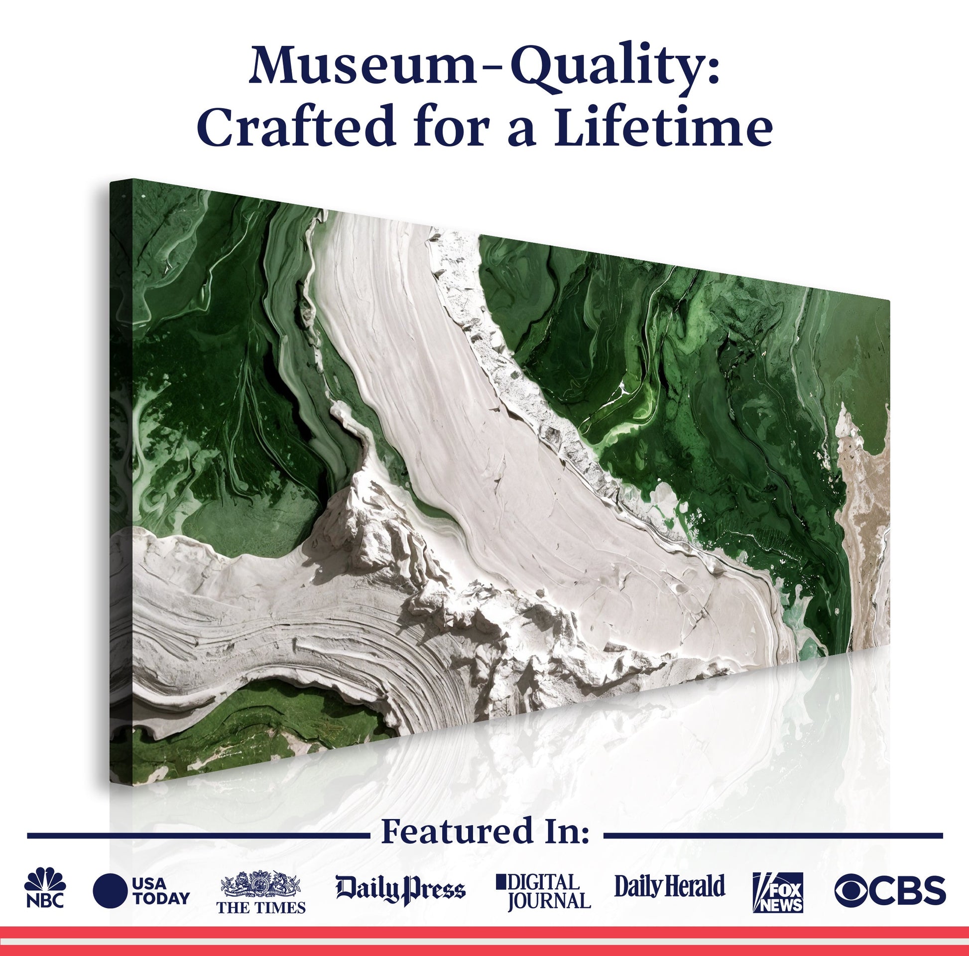 Green Rivers Abstract Wall Art IV canvas by Tailored Canvases with green marbled texture on Tampa Home & Garden Store