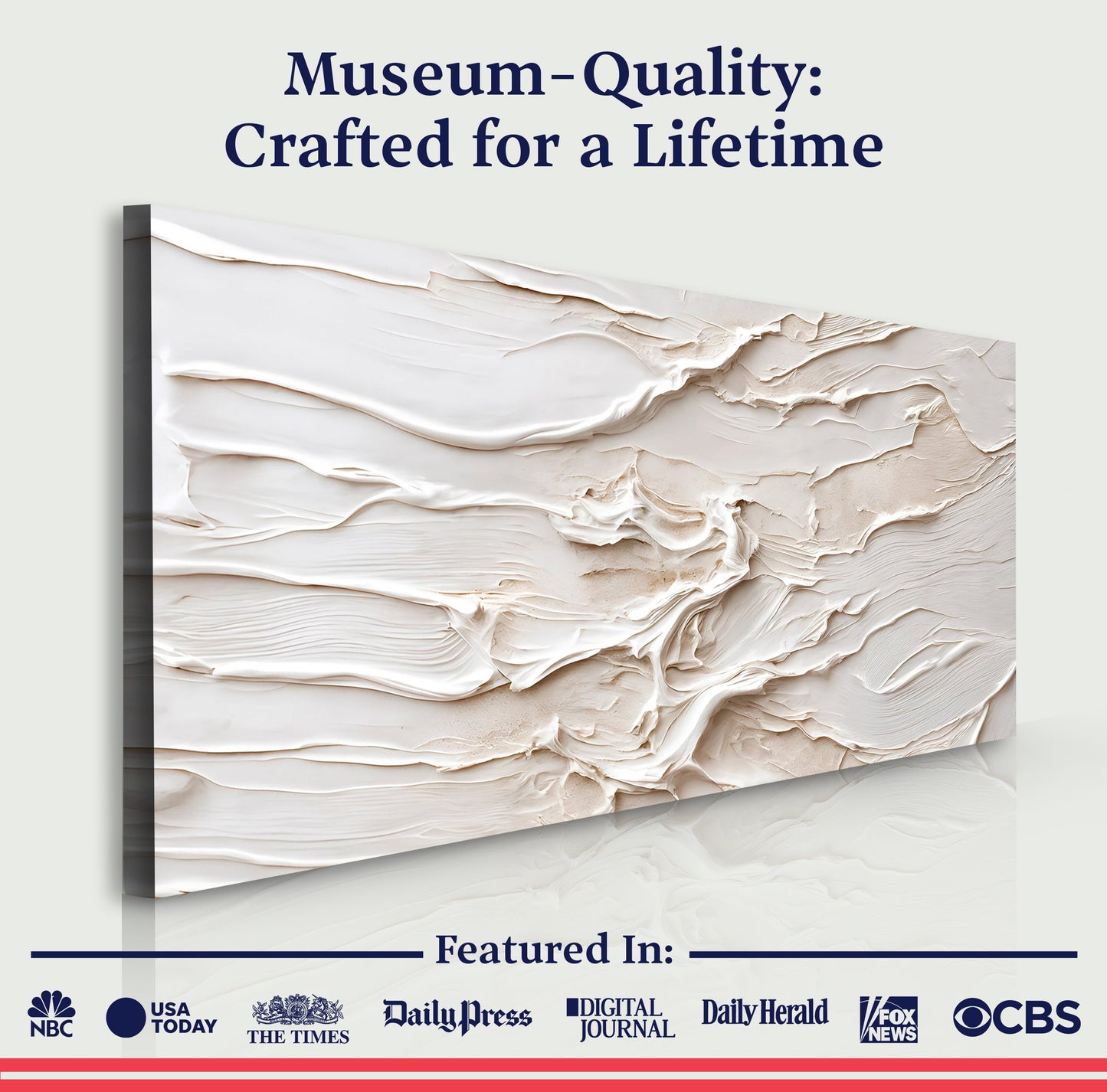Minimalist Wall Art IX canvas by Tailored Canvases featuring white textured impasto surface on Tampa Home & Garden Store