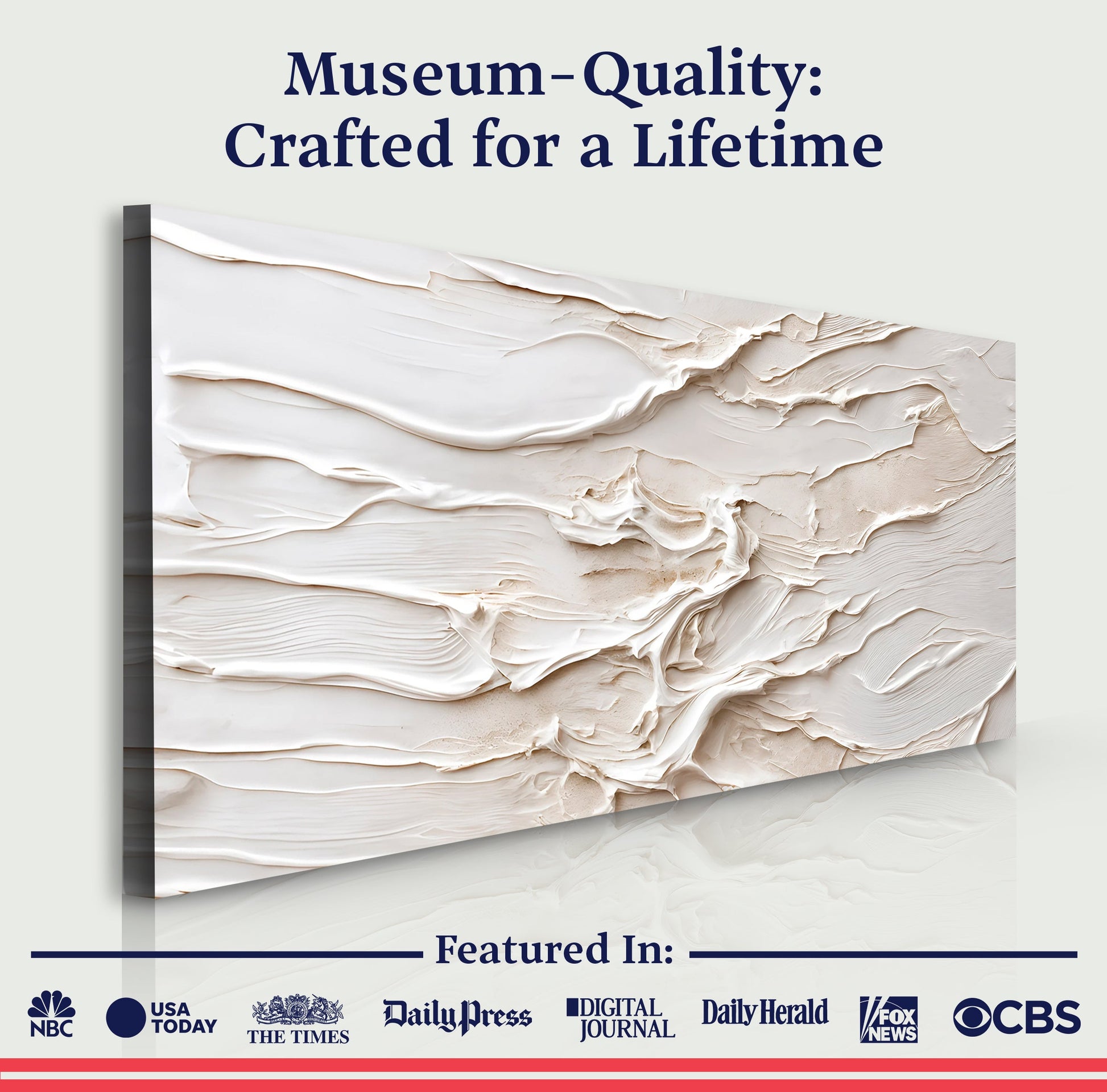 Minimalist Wall Art IX canvas by Tailored Canvases featuring white textured impasto surface on Tampa Home & Garden Store