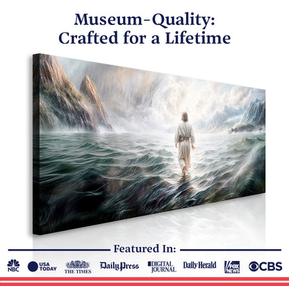 Walking on Water Faith Wall Art VII canvas by Tailored Canvases, seascape with figure on Tampa Home & Garden Store