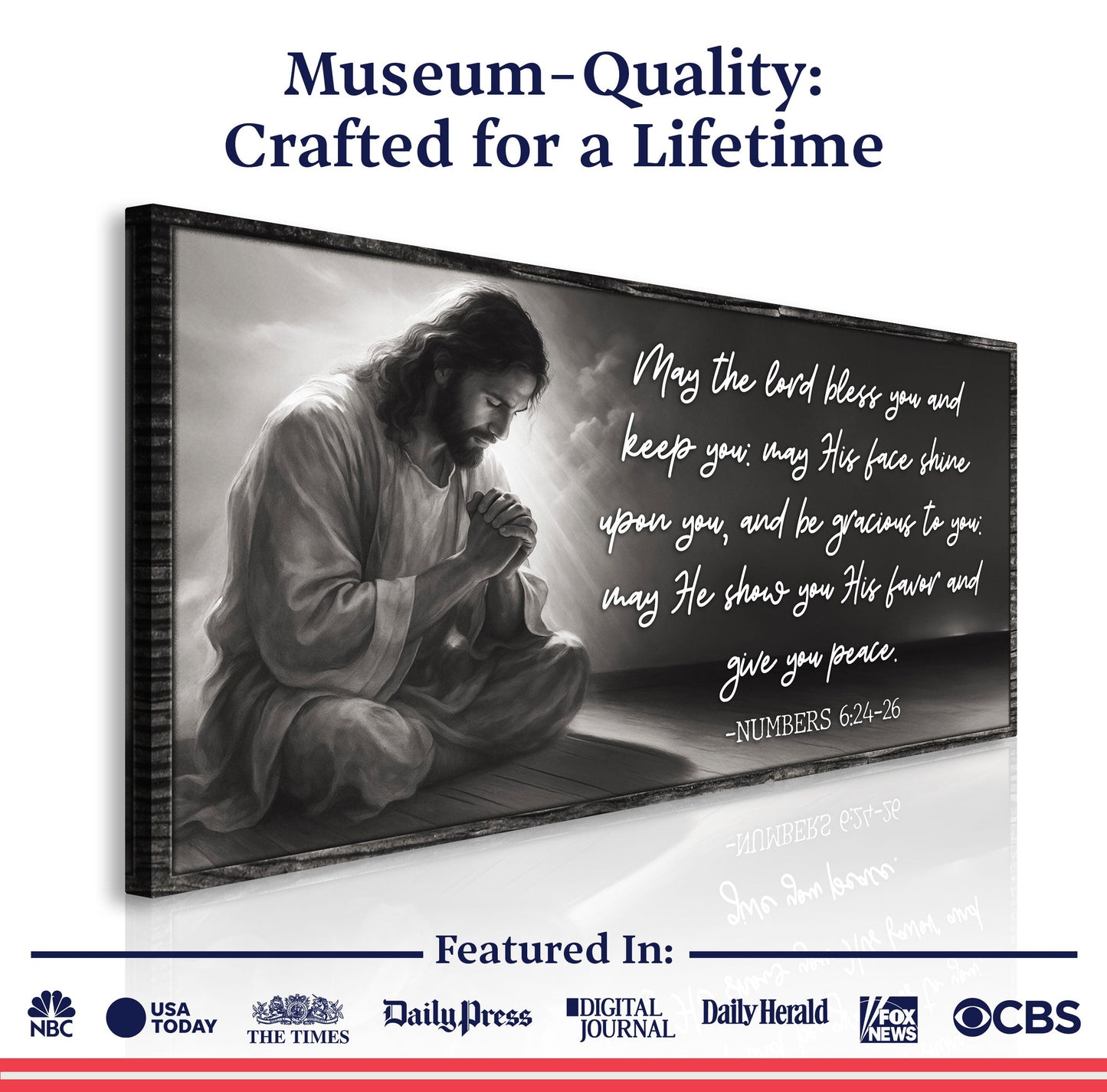 Canvas: Numbers 6:24-26 May The Lord Bless You Faith Sign II grayscale by Tailored Canvases on Tampa Home & Garden Store