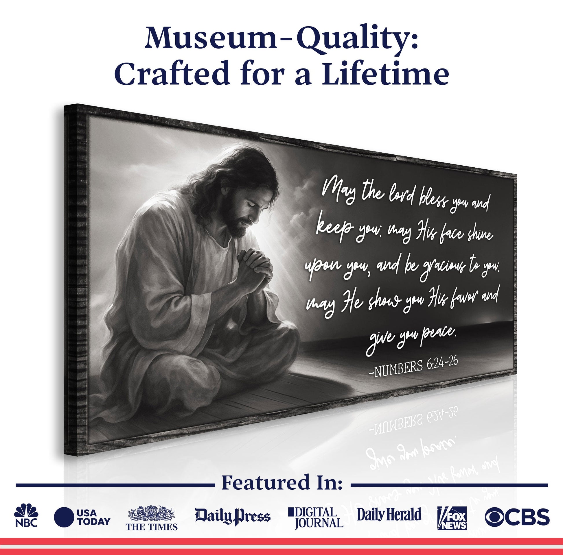 Canvas: Numbers 6:24-26 May The Lord Bless You Faith Sign II grayscale by Tailored Canvases on Tampa Home & Garden Store