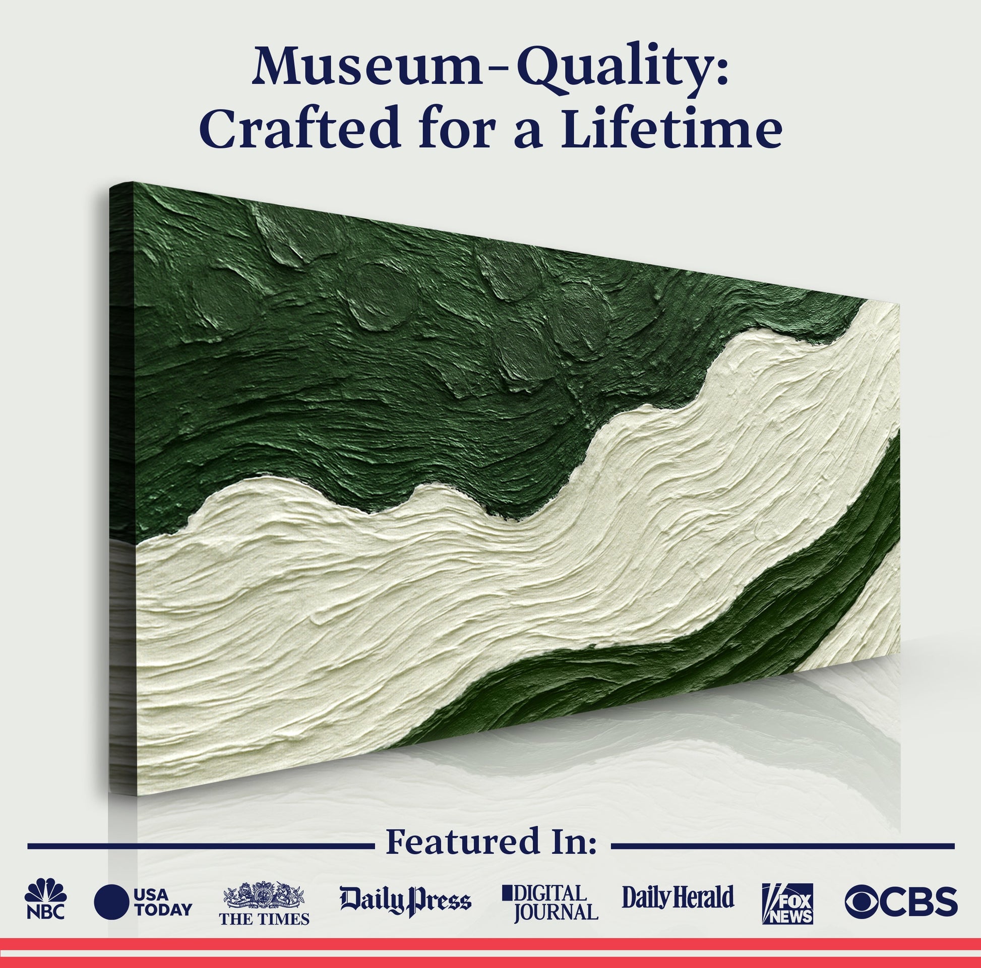 Green Rivers Abstract Wall Art VII Canvas with green ivory tones by Tailored Canvases on Tampa Home & Garden Store