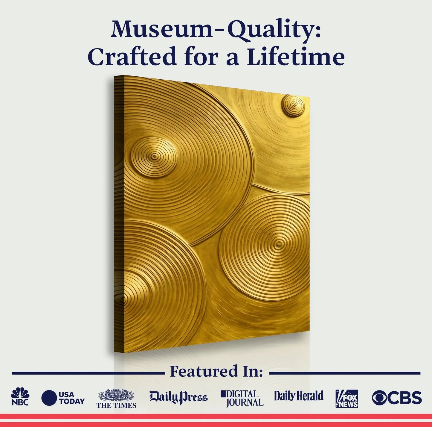 Gold Symphony Wall Art canvas with a gold concentric swirl design Tailored Canvases on Tampa Home & Garden Store