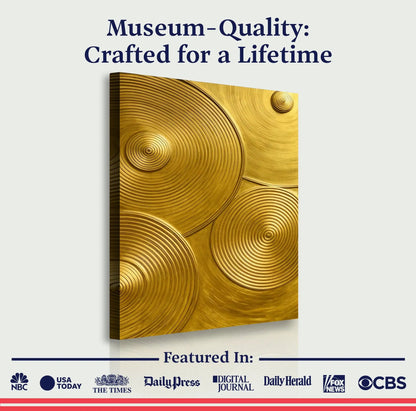 Gold Symphony Wall Art canvas with a gold concentric swirl design Tailored Canvases on Tampa Home & Garden Store