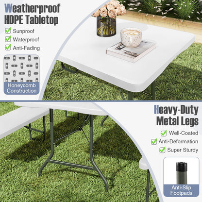 GemGear 6 ft Portable Folding Table with HDPE tabletop, fold-in-half, 350-lb on Tampa Home & Garden Store