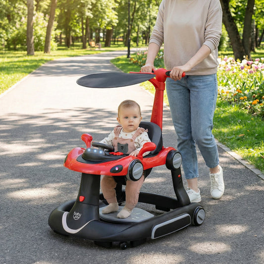 6-in-1 Baby Walker with Canopy Portable Activity Center Bouncer Rocker Combo with Music - Tampa Home & Garden Store