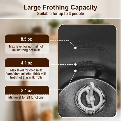 Electric Milk Frother and Steamer 6-in-1