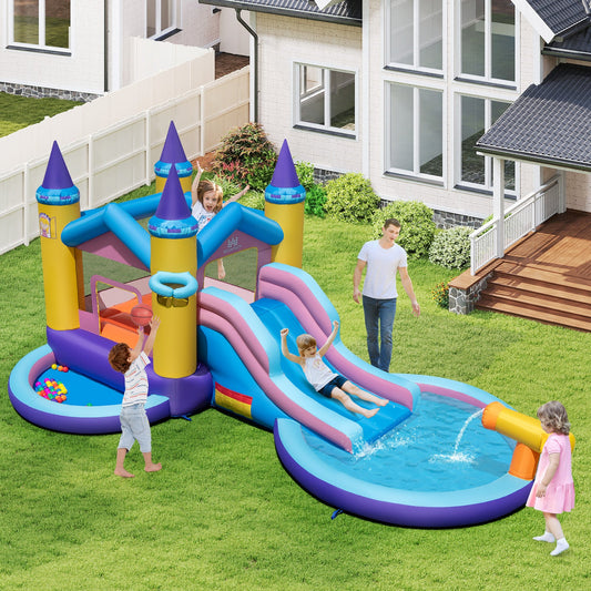 6-in-1 Inflatable Kids Water Park with 678W Blower - Tampa Home & Garden Store