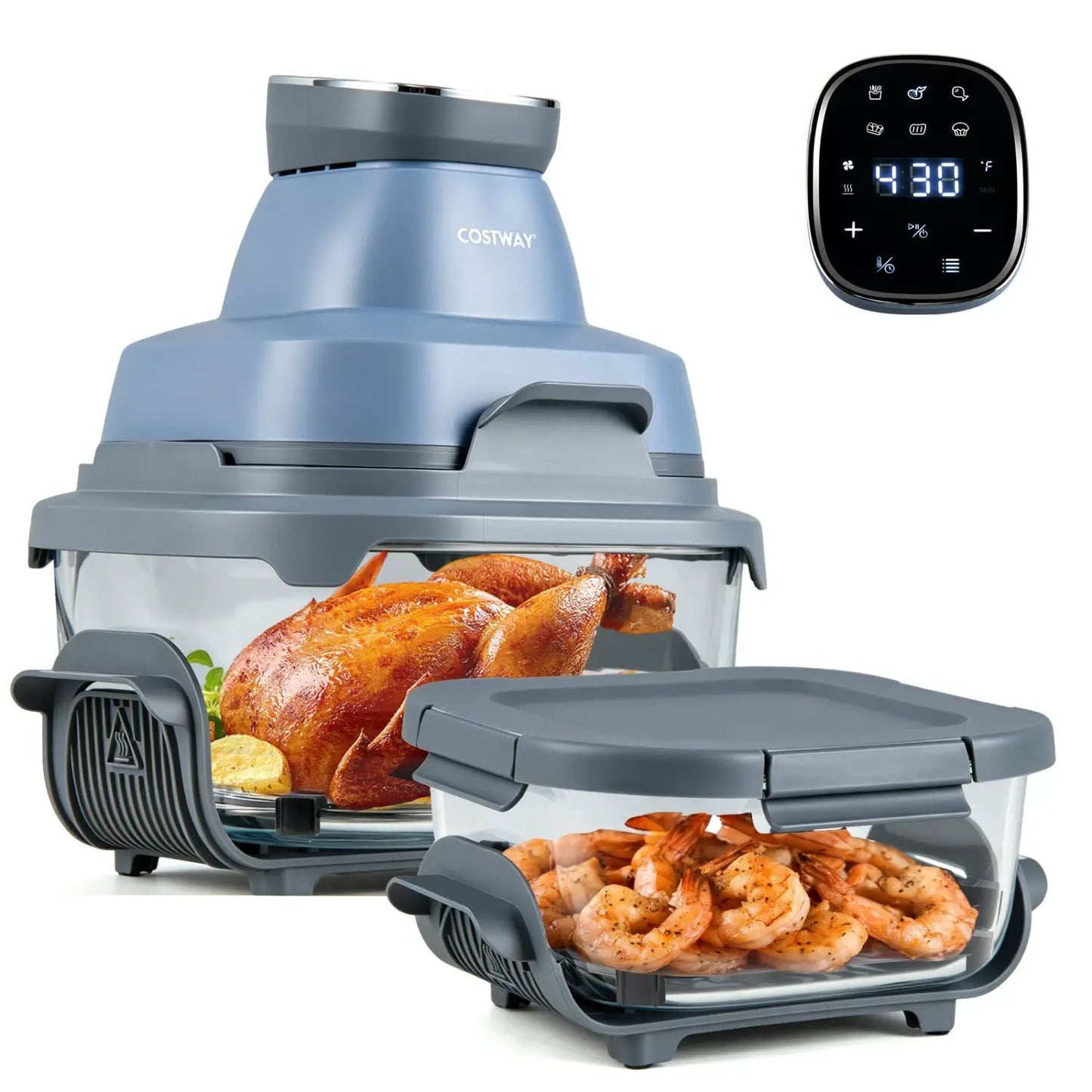6-In-1 Portable Glass Air Fryer Dual Containers