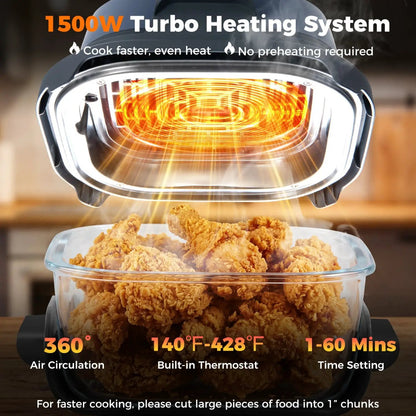 6-In-1 Portable Glass Air Fryer Dual Containers