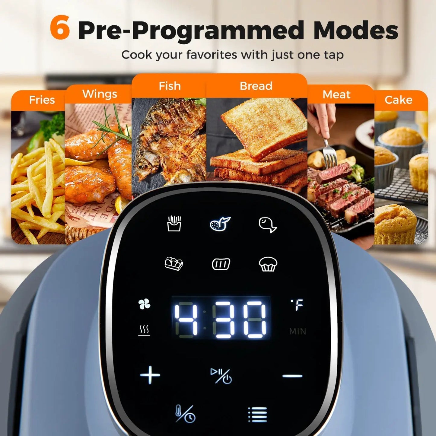 6-In-1 Portable Glass Air Fryer Dual Containers