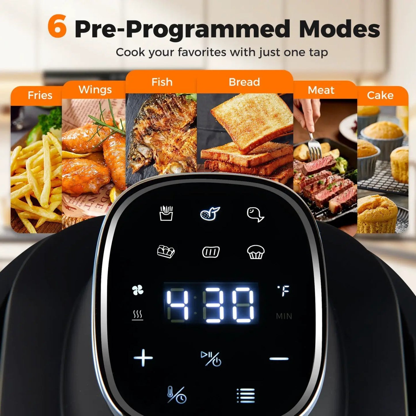 6-In-1 Portable Glass Air Fryer Dual Containers