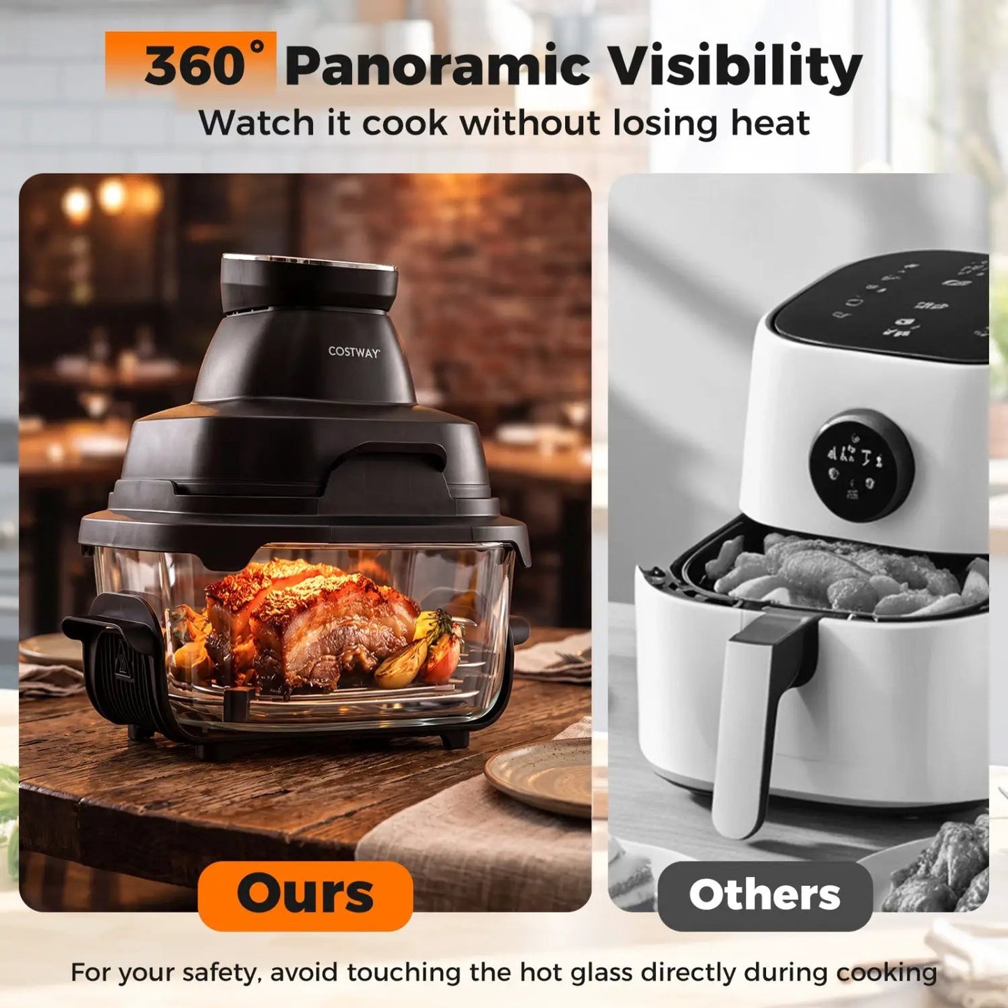 6-In-1 Portable Glass Air Fryer Dual Containers