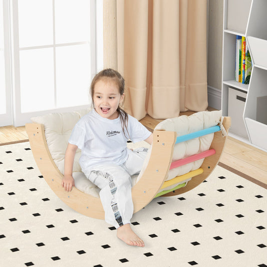 6 in 1 Kids Climbing Arch Playset wIth Removable Cushion and Stoppers-Multicolor - Tampa Home & Garden Store