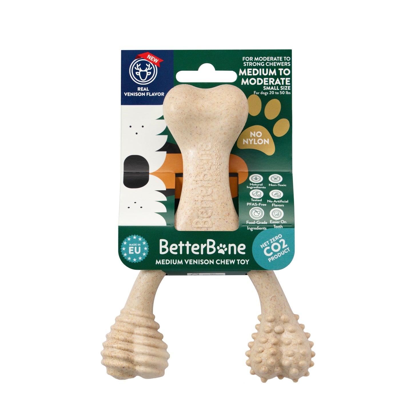 Juguete masticable BetterBone de durabilidad media: Ideal para masticadores cotidianos | Ingredientes naturales, ecológico, no tóxico