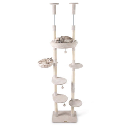 Floor to Ceiling Cat Tree with Six Tiers Hammock