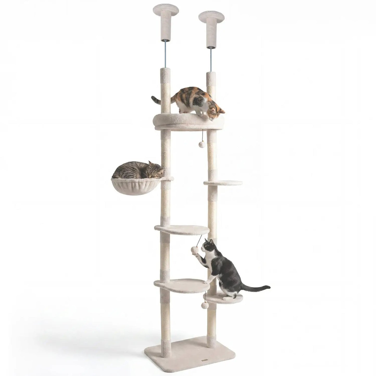 Floor to Ceiling Cat Tree with Six Tiers Hammock